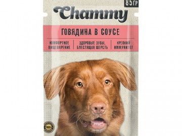 Chammy (Чамми) - Влажный корм для собак, говядина в соусе, пауч 85 г