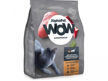 AlphaPet (АльфаПет) - WOW Superpremium, Сухой корм для взрослых стерилизованных кошек и котов с индейкой и потрошками (развес)