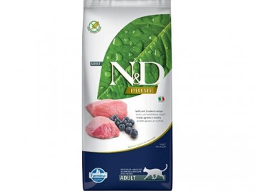 Farmina N&D (Эн Дэ) - Prime Cat Grain Free Lamb & Blueberry Adult, Беззерновой корм для взрослых кошек с ягненком и черникой, 10 кг