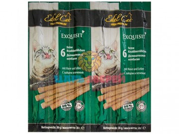 Edel cat (Эдель Кэт) - Колбаски для кошек со вкусом зайца и печени, упаковка 6 шт