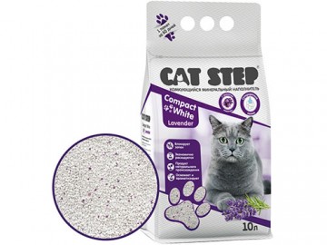 Cat Step (Кэт Степ) - Compact White Lavender, Комкующийся минеральный наполнитель с ароматом лаванды, 10 л (8,4 кг)