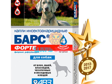 АВЗ - Капли инсектоакарицидные на холку для собак БАРС, 1 доза