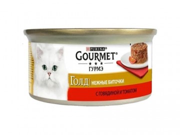 Gourmet Gold (Гурмэ Голд) - нежные биточки, говядина с томатами, баночка 85 г