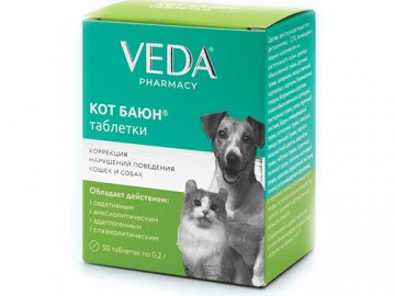 VEDA (ВЕДА) - КОТ БАЮН, Таблетки для корректировки нарушений поведения кошек и собак, 50 таблеток
