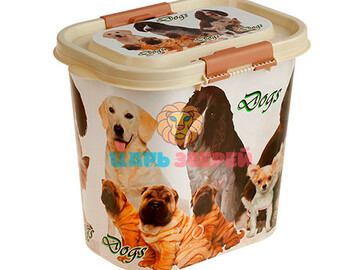 ZOO PLAST (Зу Пласт) - Контейнер Dogs для корма, овальный, 10 л, микс цветов