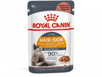 Royal Canin (Роял Канин) - Hair & Skin, кусочки в соусе для кошек с чувствительной кожей или проблемной шерстью, пауч 85 г