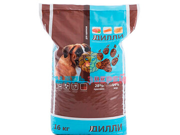 Дилли - Корм для щенков всех пород собак, мясное ассорти, 15 кг