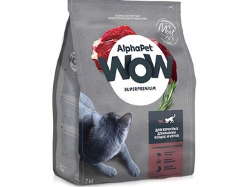 AlphaPet (АльфаПет) - WOW Superpremium, Сухой полнорационный корм для взрослых кошек и котов с говядиной и печенью (развес)