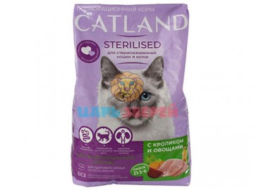 Catland (Кэтлэнд) - Adult Sterilised, Сухой корм для стерилизованных кошек с кроликом и овощами, 1,3 кг