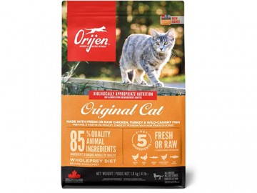 Orijen (Ориджен) - Original Cat, Беззерновой корм для кошек со свежим цыпленком, индейкой, сельдью и хеком, 1,8 кг
