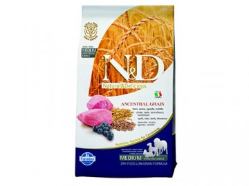 Farmina N&D (Эн Дэ) - Low Grain Lamb & Blueberry Adult, низкозерновой корм для взрослых собак средних пород ягненок, черника, 12 кг