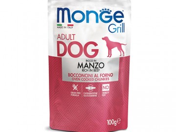 Monge (Монже) - DOG GRILL Rich in Beef, влажный корм для собак с говядиной, пауч 100 г