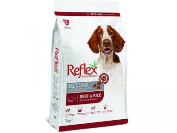 Reflex (Рефлекс) - Hunting and Active Adult Dog Food Beef and Rice, Сухой корм для собак с высокой активностью, с говядиной и рисом, 3 кг