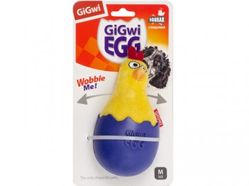 GiGwi (Гигви) - Игрушка для собак Цыпленок-неваляшка с пищалкой, 14 см 75476