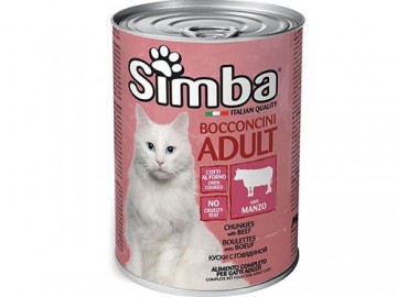 Simba (Симба) - Chunkies with Beef, Влажный корм для кошек, кусочки с говядиной, банка 415 г