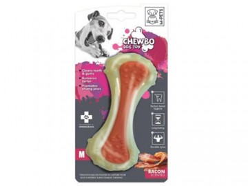 M-Pets (М-петс) - Chewbo, Игрушка для собак Кость, с ароматом бекона, размер M, 13,7 x 4,8 x 3,1 см