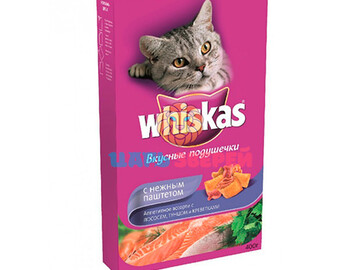 Whiskas (Вискас) - Вкусные подушечки для кошек с паштетом Аппетитное ассорти с лососем, тунцом, креветками, 350 г