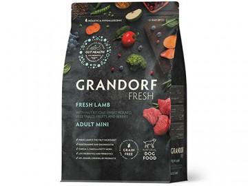 Grandorf (Грандорф) - Fresh Dog Adult Mini Lamb&Sweet Potato, Сухой беззерновой корм с живыми пробиотиками для взрослых собак мелких пород, с ягненком и бататом, 1 кг