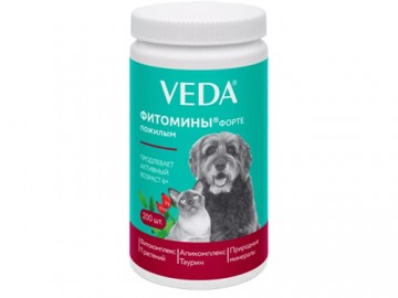 VEDA (ВЕДА) - Фитомины ФОРТЕ, пожилым собакам и кошкам, 200 таблеток