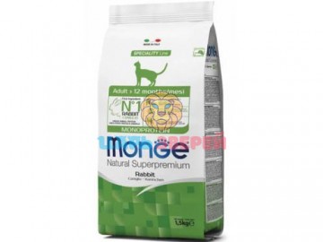 Monge (Монже) - Cat Adult Monoprotein Rabbit, Монобелковый корм для кошек, с кроликом, 1,5 кг