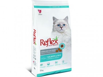 Reflex (Рефлекс) - Sterilised Cat Food Salmon and Rice, Сухой корм для стерилизованных кошек, с лососем и рисом, 15 кг