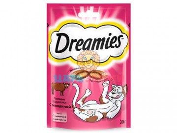 Dreamies (Дримс)  - Хрустящие подушечки для кошек с говядиной, 30 г