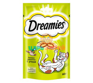 Dreamies (Дримс) - Хрустящие подушечки для кошек с уткой, 60 г