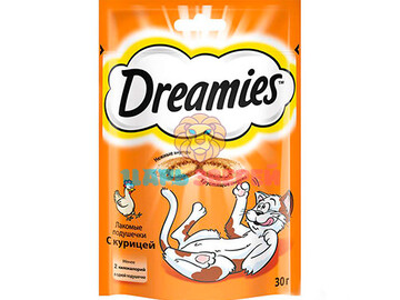 Dreamies (Дримс)  - Хрустящие подушечки для кошек с курицей, 30 г