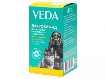 VEDA (ВЕДА) - Лактобифид, Пробиотическое средство для кошек и собак, 20 таблеток