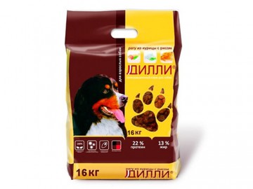 Дилли - Корм для взрослых собак всех пород, рагу из курицы с рисом (развес)