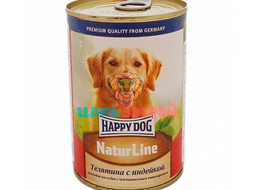 Happy dog (Хэппи дог) - Влажный корм для собак всех пород пород со вкусом телятины и индейки, 400 г