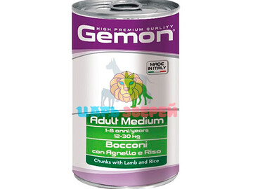 Gemon (Джимон) - Medium adult, Влажный корм для собак средних пород со вкусом ягненка и риса, 1250 г