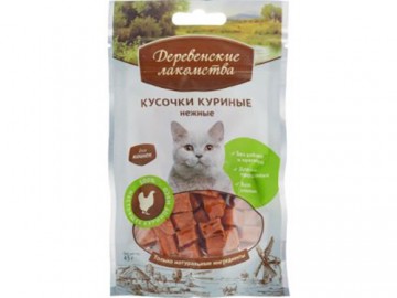Деревенские лакомства - Лакомства для Кошек Кусочки куриные нежные, 45 г