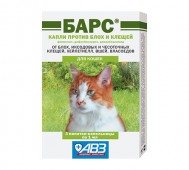 АВЗ - Капли для кошек инсектоакарицидные на холку БАРС, 3 пипетки