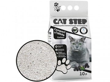 Cat Step (Кэт Степ) - Compact White Carbon, Комкующийся минеральный наполнитель с углем, 10 л (8,4 кг)