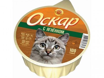 Оскар - Влажный корм для кошек, с ягненком, ламистер 100 г