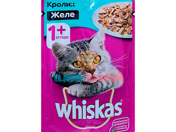 Whiskas (Вискас) - Влажный корм для кошек желе с кроликом, пауч 75 г