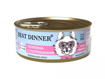 Best Dinner (Бест Диннер) - VET PROFI Gastro Intestinal, Влажный корм для собак при проблемах пищеварения, с телятиной и потрошки, баночка 100 г