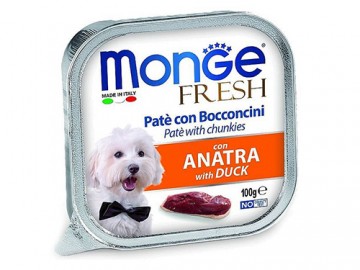 Monge (Монже) - Fresh Dog with Duck, нежный паштет для собак с уткой, ламистер 100 г