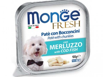 Monge (Монже) - Fresh Dog with Cod Fish, нежный паштет для собак с треской, ламистер 100 г