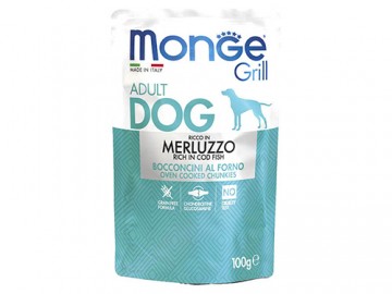 Monge (Монже) - DOG GRILL Rich in Cod Fish, влажный корм для собак треска, пауч 100 г