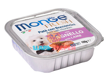 Monge (Монже) - Fresh Dog, нежный паштет для собак с ягненком, ламистер 100 г