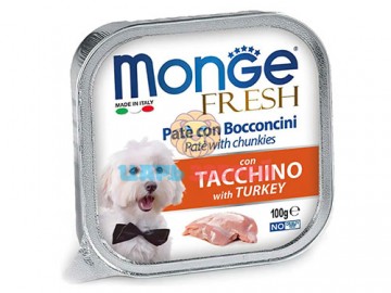 Monge (Монже) - Fresh Dog, нежный паштет для собак с индейкой, ламистер 100 г