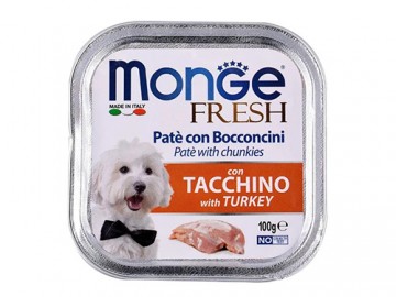 Monge (Монже) - Fresh Dog with Turkey, нежный паштет для собак с индейкой, ламистер 100 г