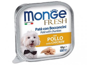 Monge (Монже) - Fresh Dog with Chicken, нежный паштет для собак с курицей, ламистер 100 г