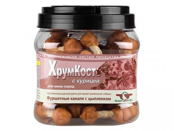 Green Qzin (Грин Кьюзин) - Лакомства для собак «Хрумкость» Сушёные гантельки с курицей, банка 750 г