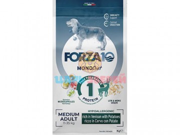 Forza10 (Форца10) - MonoDiet Adult Medium Cervo/Patate, корм для собак средних пород со вкусом оленины и картофеля, 12 кг