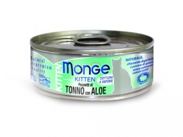 Monge (Монже) - Kitten Jelly Pezzetti di Tonno con Aloe, Влажный корм для котят тунец с алоэ в желе, баночка 80 г