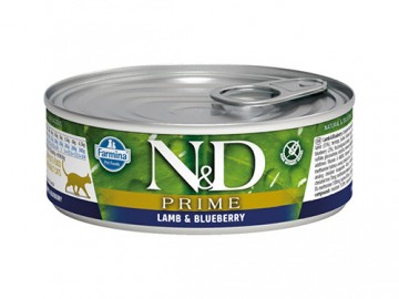 Farmina N&D (Эн Дэ) - Cat Prime Lamb & Blueberry, Влажный беззерновой корм для взрослых кошек с ягненком и черникой, баночка 70 г