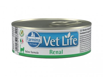Farmina (Фармина) - Vet Life Cat Renal, Диетический корм при почечной недостаточности у взрослых кошек, баночка 85 г